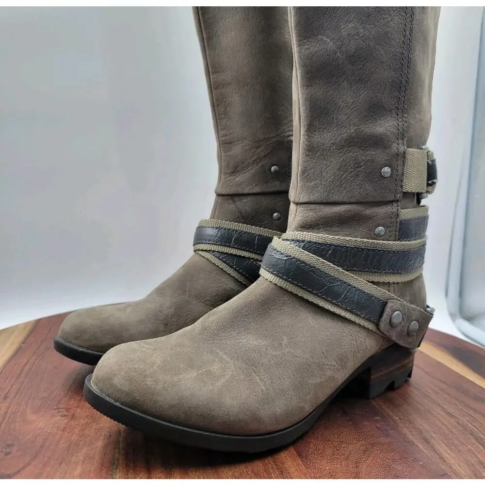 Sorel Lolla Tall Riding Boots - Quarry Gray Nubuck Leather - Size 9.5